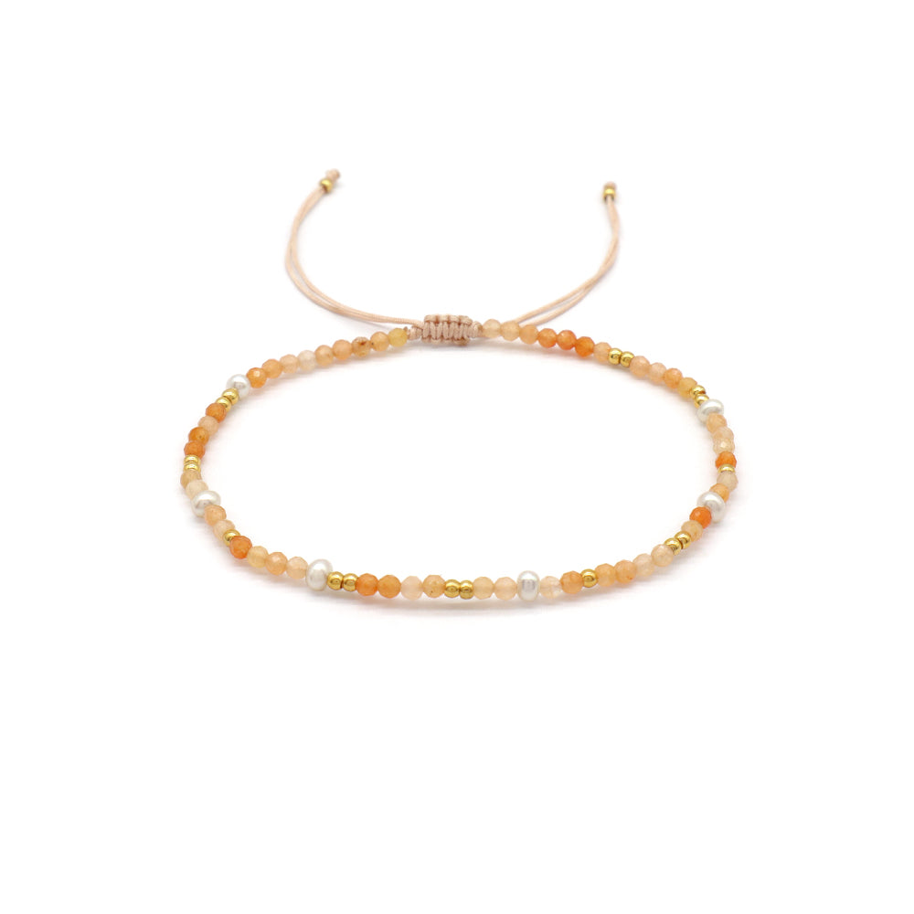 Custom Handmade Fashion Natural Stone Brass Beads With Fresh Water Pearl Bracelet