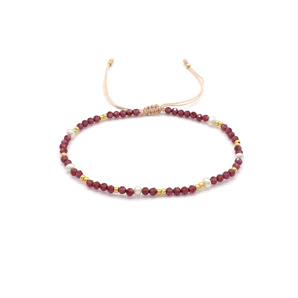 Custom Handmade Fashion Natural Stone Brass Beads With Fresh Water Pearl Bracelet