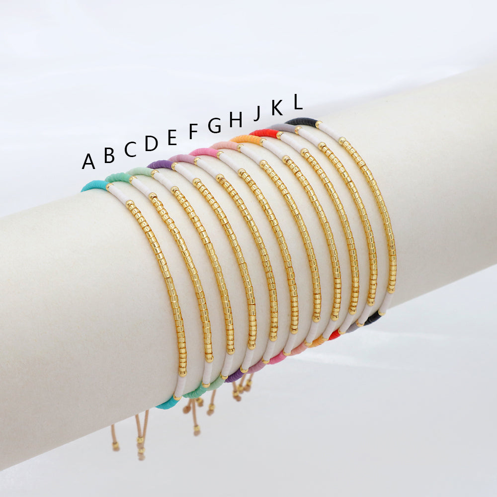 Custom Colorful Miyuki Beads Handmade Adjustable Braided Woven Bracelet