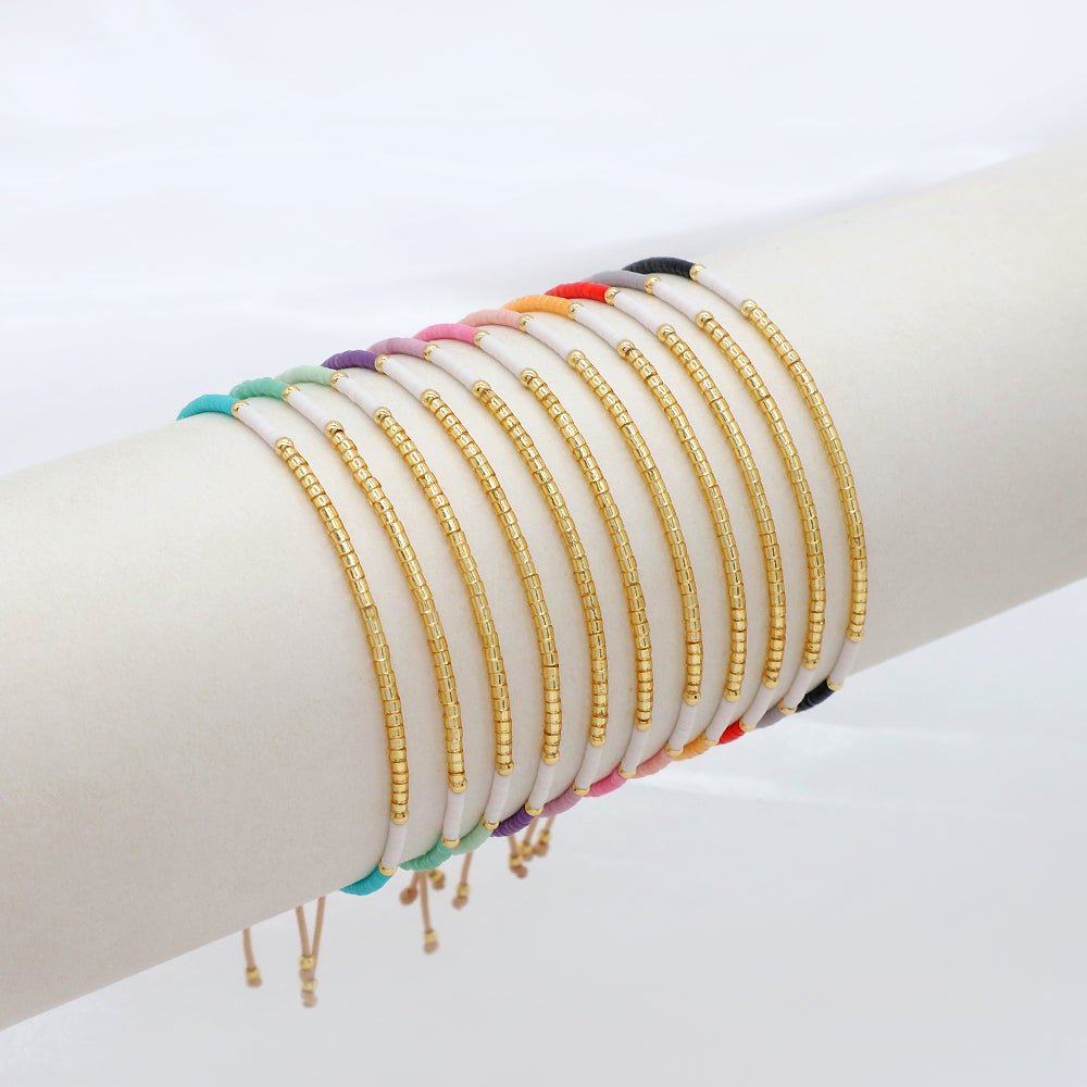 Custom Colorful Miyuki Beads Handmade Adjustable Braided Woven Bracelet