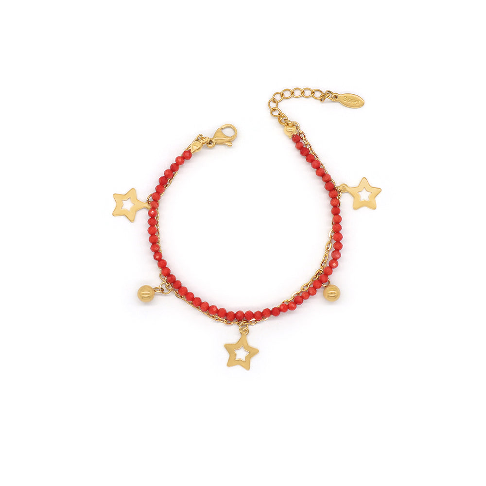 Custom Handmade Fashion Natural Stone With Stainless Steel Double Layer Bracelet Bracelet