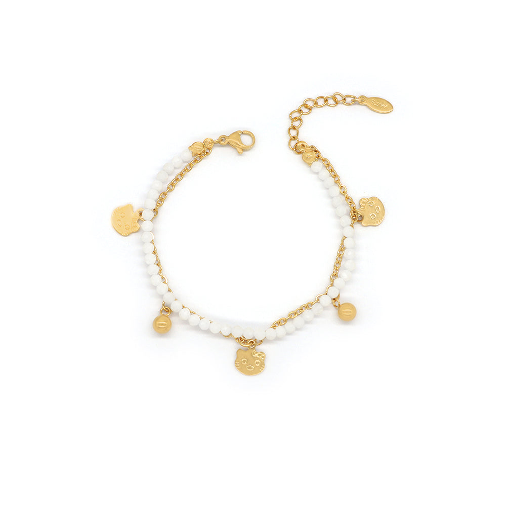 Custom Handmade Fashion Natural Stone With Stainless Steel Double Layer Bracelet Bracelet