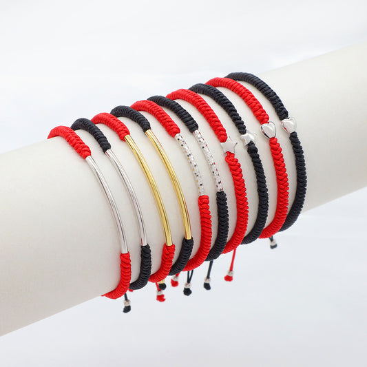 Custom Handmade Fashion Charm 925 Sterling Silver Charm Cotton Thread Bracelet