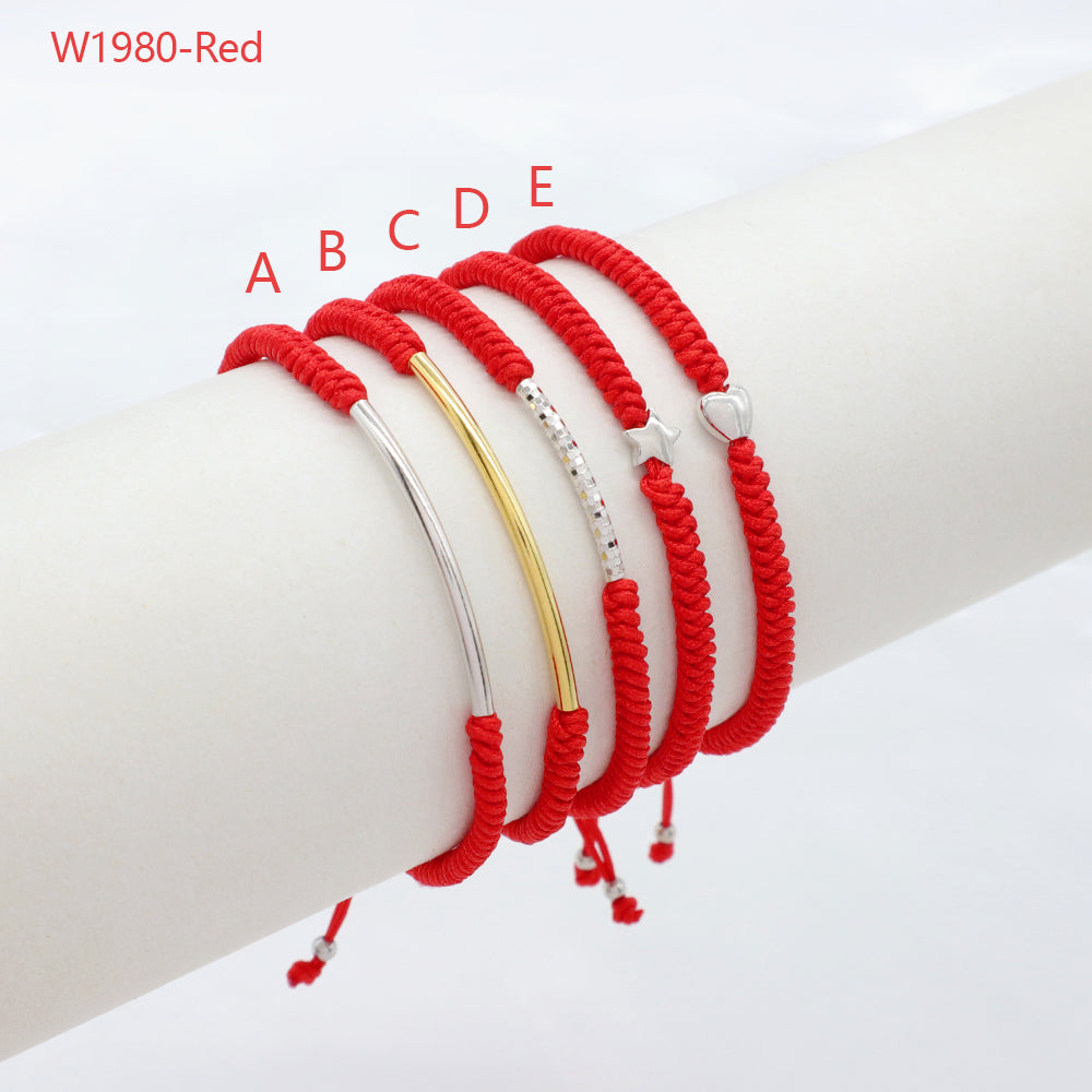 Custom Handmade Fashion Charm 925 Sterling Silver Charm Cotton Thread Bracelet