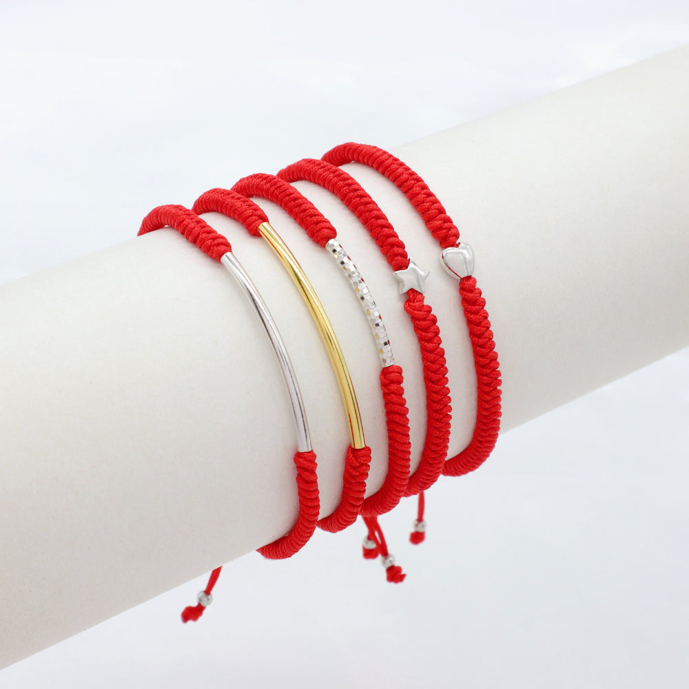 Custom Handmade Fashion Charm 925 Sterling Silver Charm Cotton Thread Bracelet