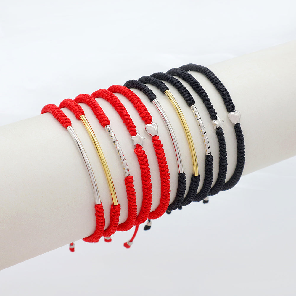 Custom Handmade Fashion Charm 925 Sterling Silver Charm Cotton Thread Bracelet