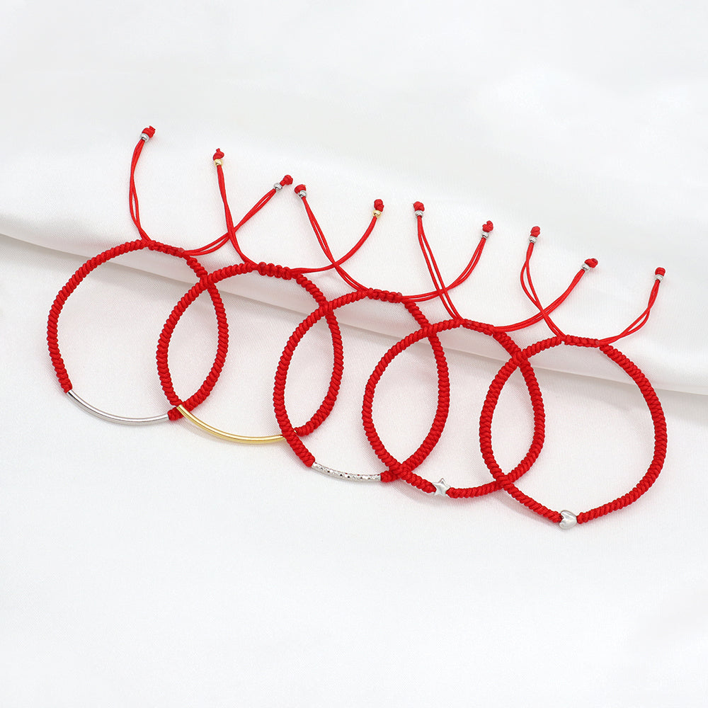 Custom Handmade Fashion Charm 925 Sterling Silver Charm Cotton Thread Bracelet