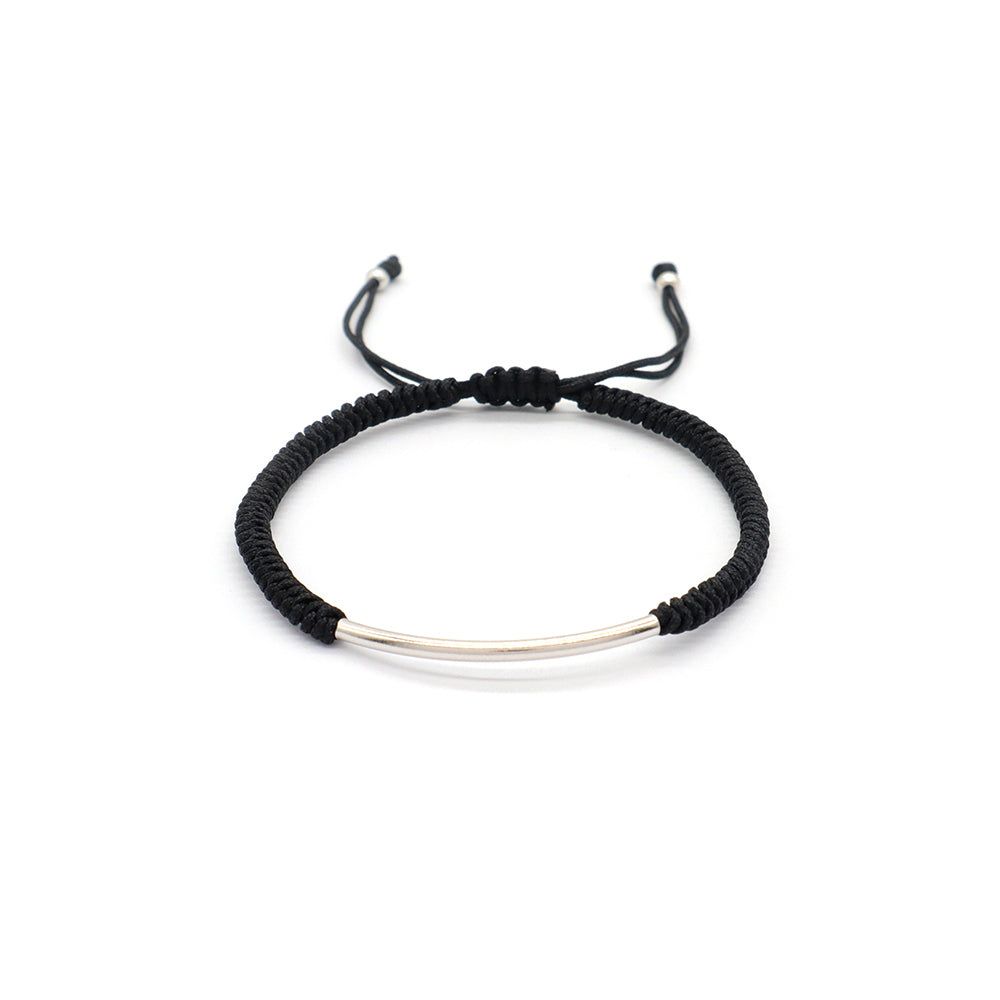 Custom Handmade Fashion Charm 925 Sterling Silver Charm Cotton Thread Bracelet