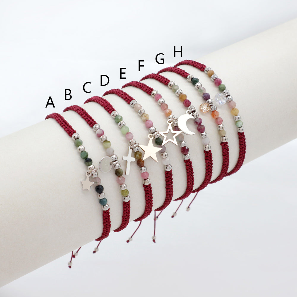 Handmade Customizable 925 Sterling Silver Charm Bracelet With Natural Stone Bracelet