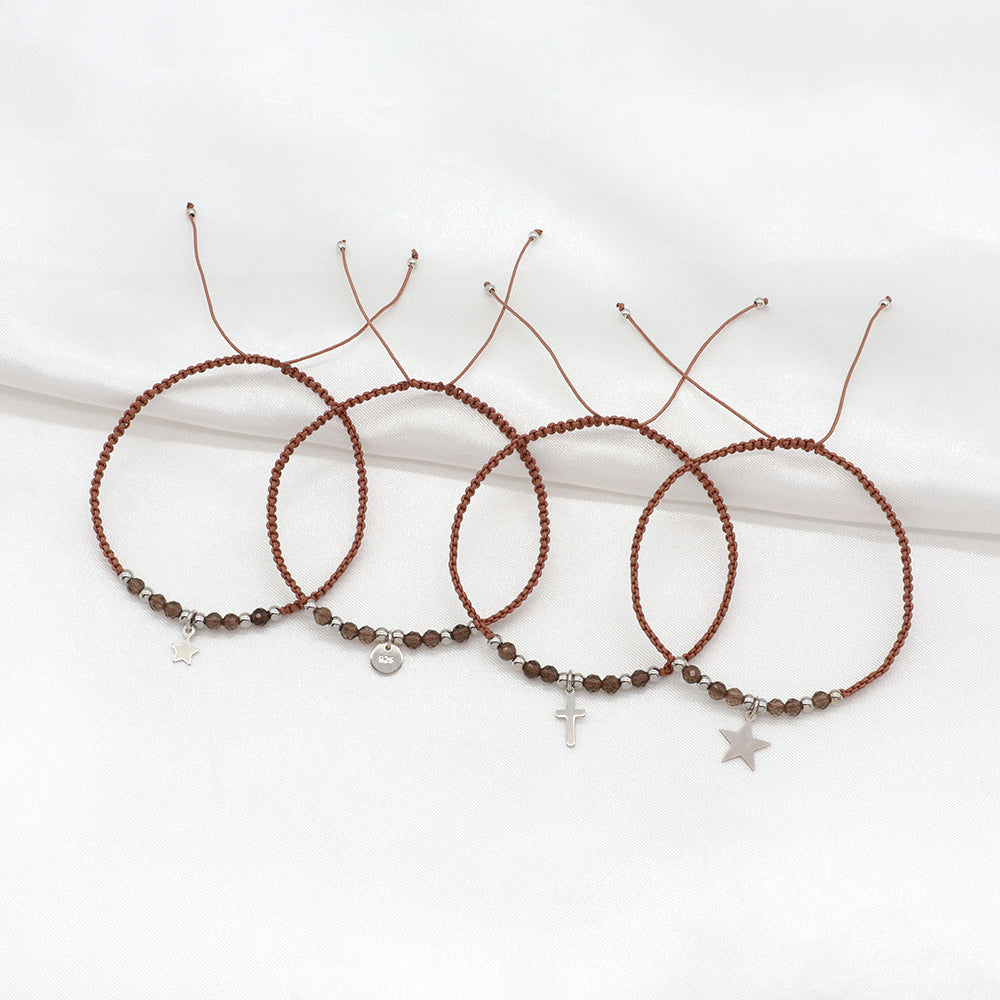 Handmade Customizable 925 Sterling Silver Charm Bracelet With Natural Stone Bracelet