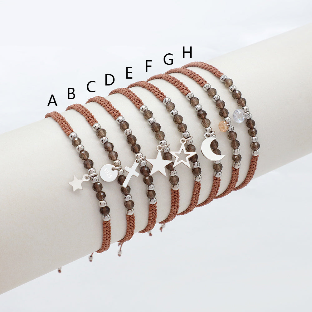 Handmade Customizable 925 Sterling Silver Charm Bracelet With Natural Stone Bracelet