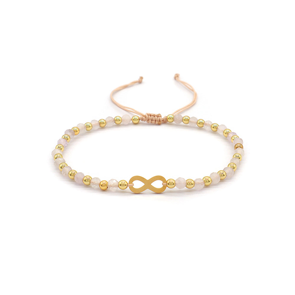 Custom Handmade Macrame Adjustable Gold Plated Stainless Steel Charm Natural Stone Bracelet