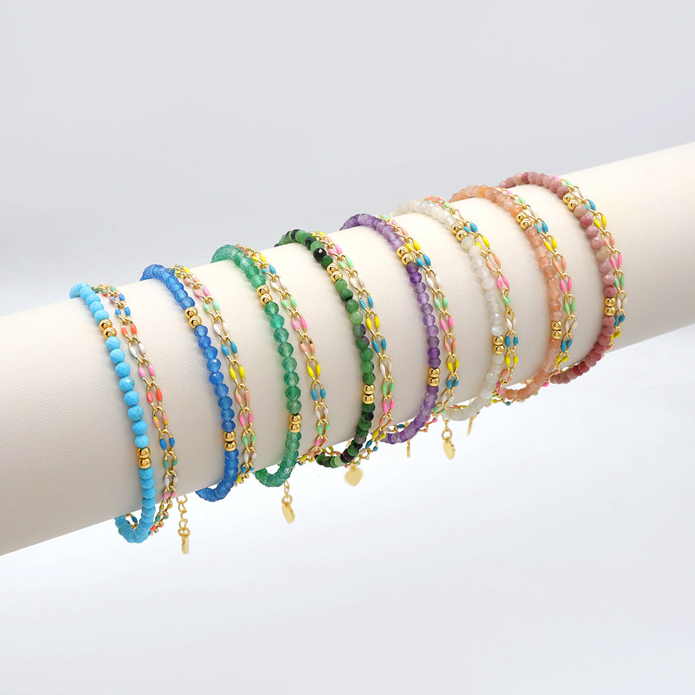 Handmade Customizable Natural Stone Double Layer Bracelet