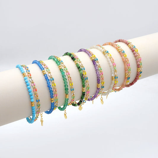 Handmade Customizable Natural Stone Double Layer Bracelet