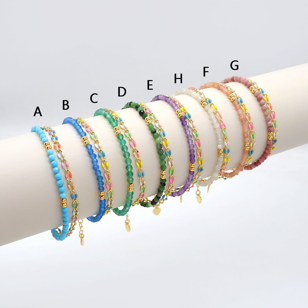 Handmade Customizable Natural Stone Double Layer Bracelet