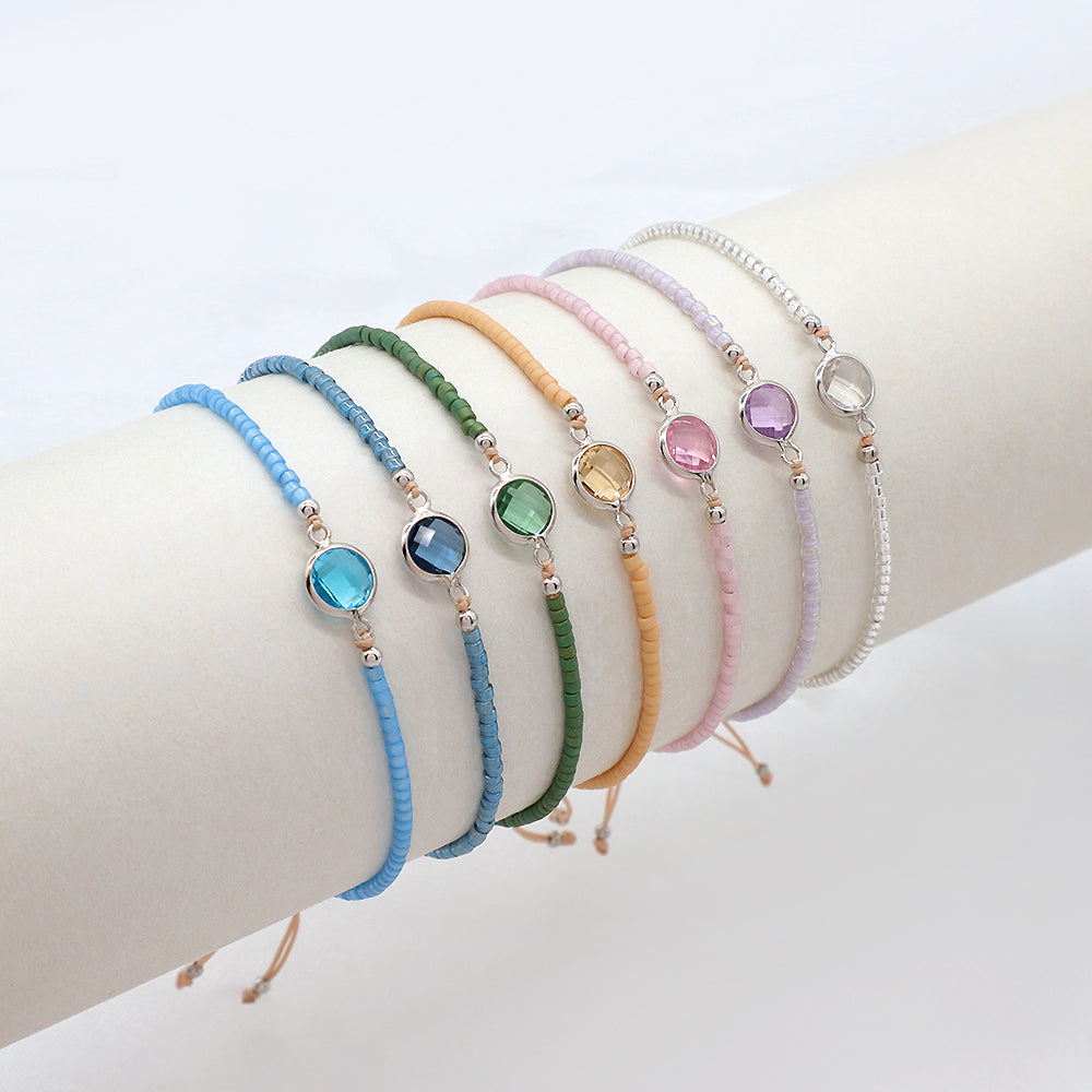 Handmade Customizable Miyuki Bracelet With 925 Sterling Silver Charms Rhodium Plated Bracelet
