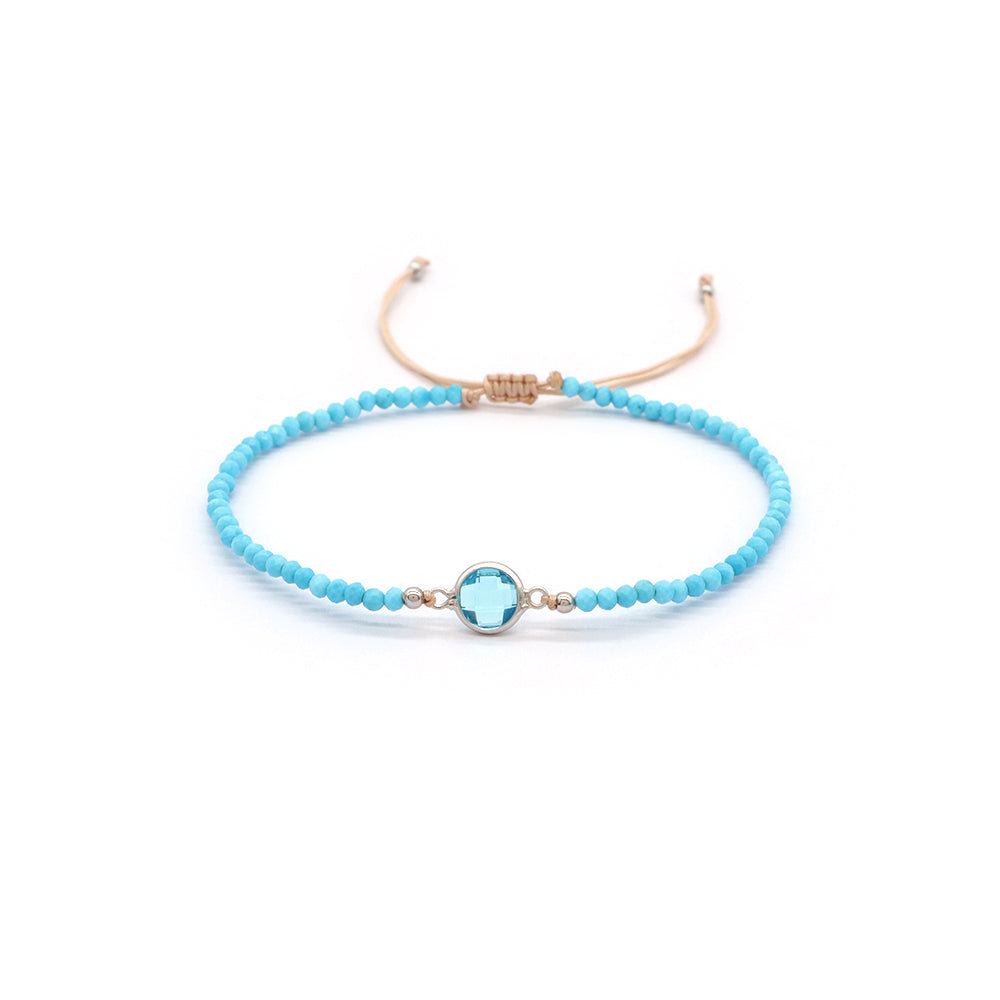 Handmade Customizable Natural Stone Beads Bracelet With 925 Sterling Silver Charms Bracelet