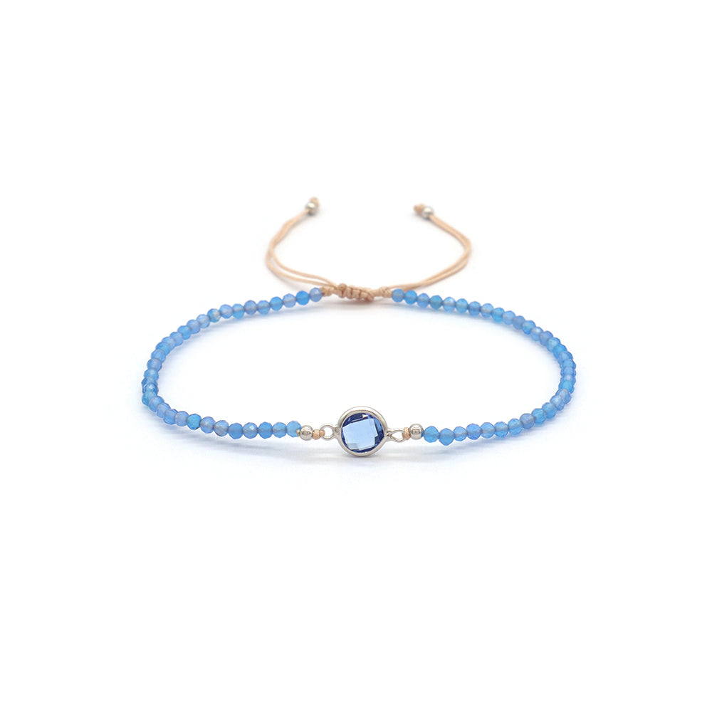 Handmade Customizable Natural Stone Beads Bracelet With 925 Sterling Silver Charms Bracelet