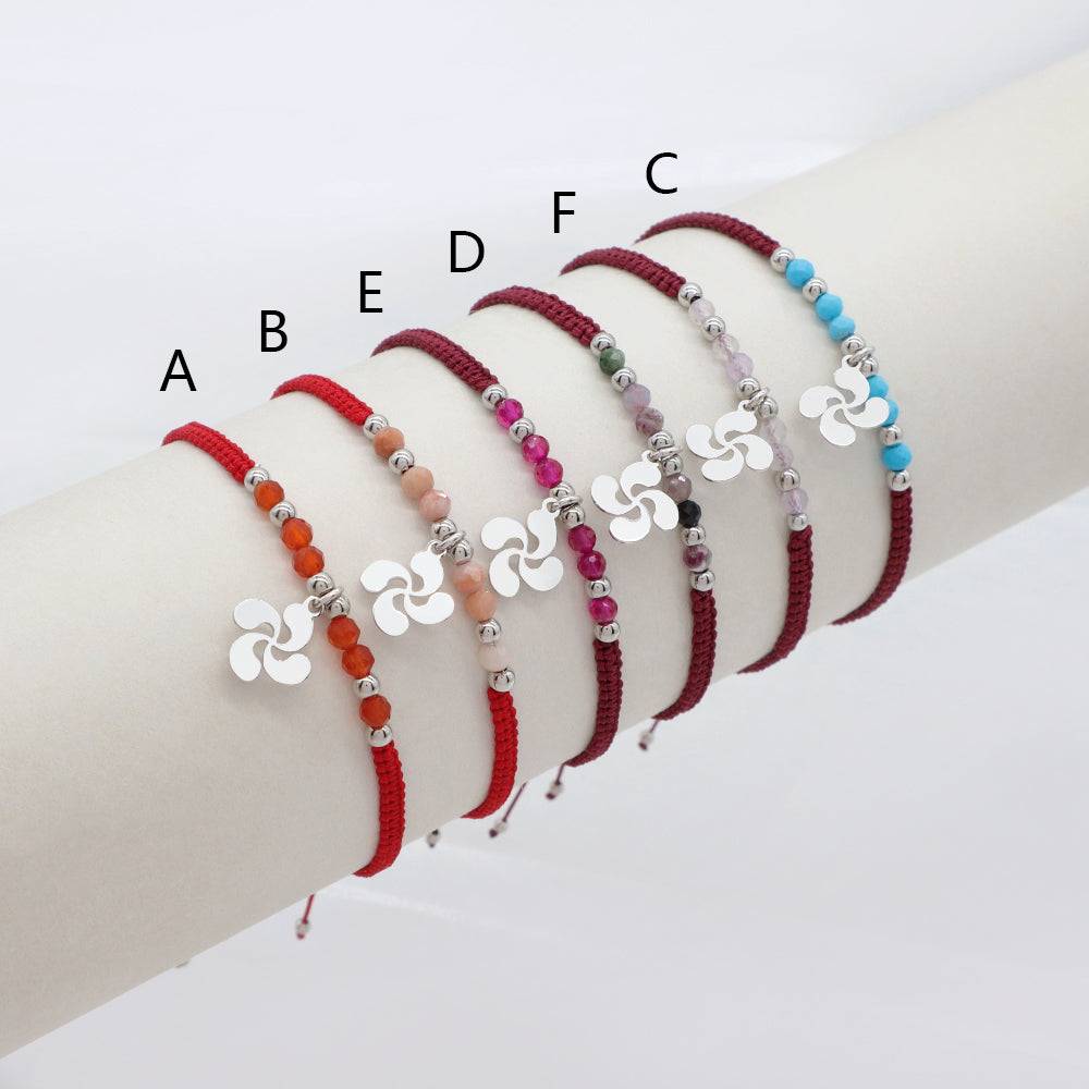 Handmade Customizable 925 Sterling Silver Pendant Bracelet With Natural Stone Rhodium Plated Bracelet