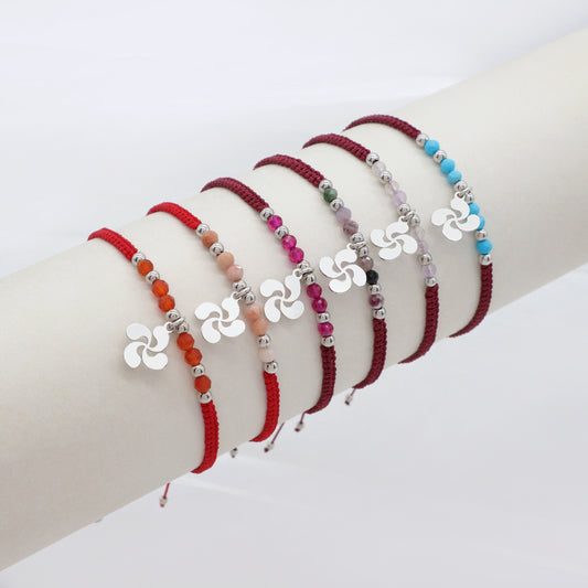 Handmade Customizable 925 Sterling Silver Pendant Bracelet With Natural Stone Rhodium Plated Bracelet