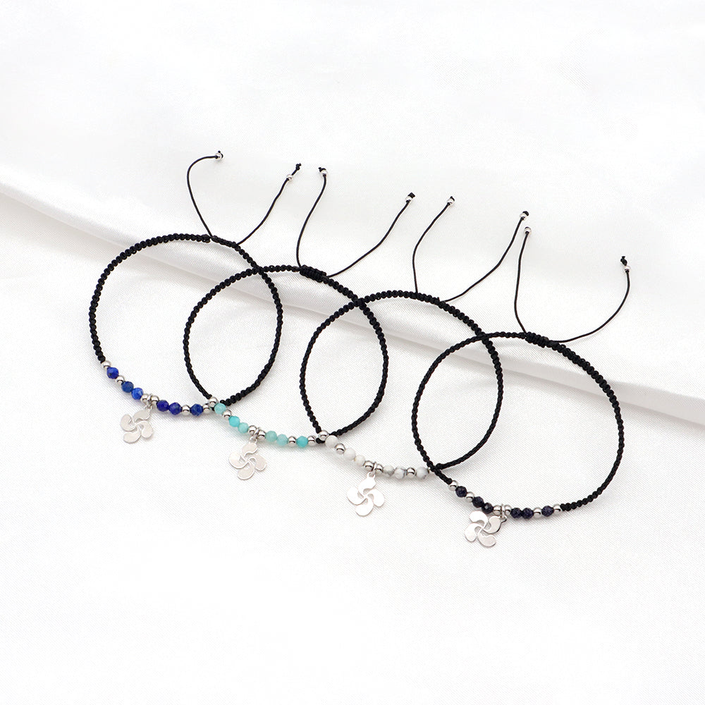 Handmade Customizable 925 Sterling Silver Pendant Bracelet With Natural Stone Rhodium Plated Bracelet