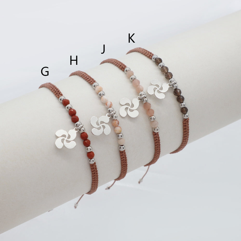 Handmade Customizable 925 Sterling Silver Pendant Bracelet With Natural Stone Rhodium Plated Bracelet