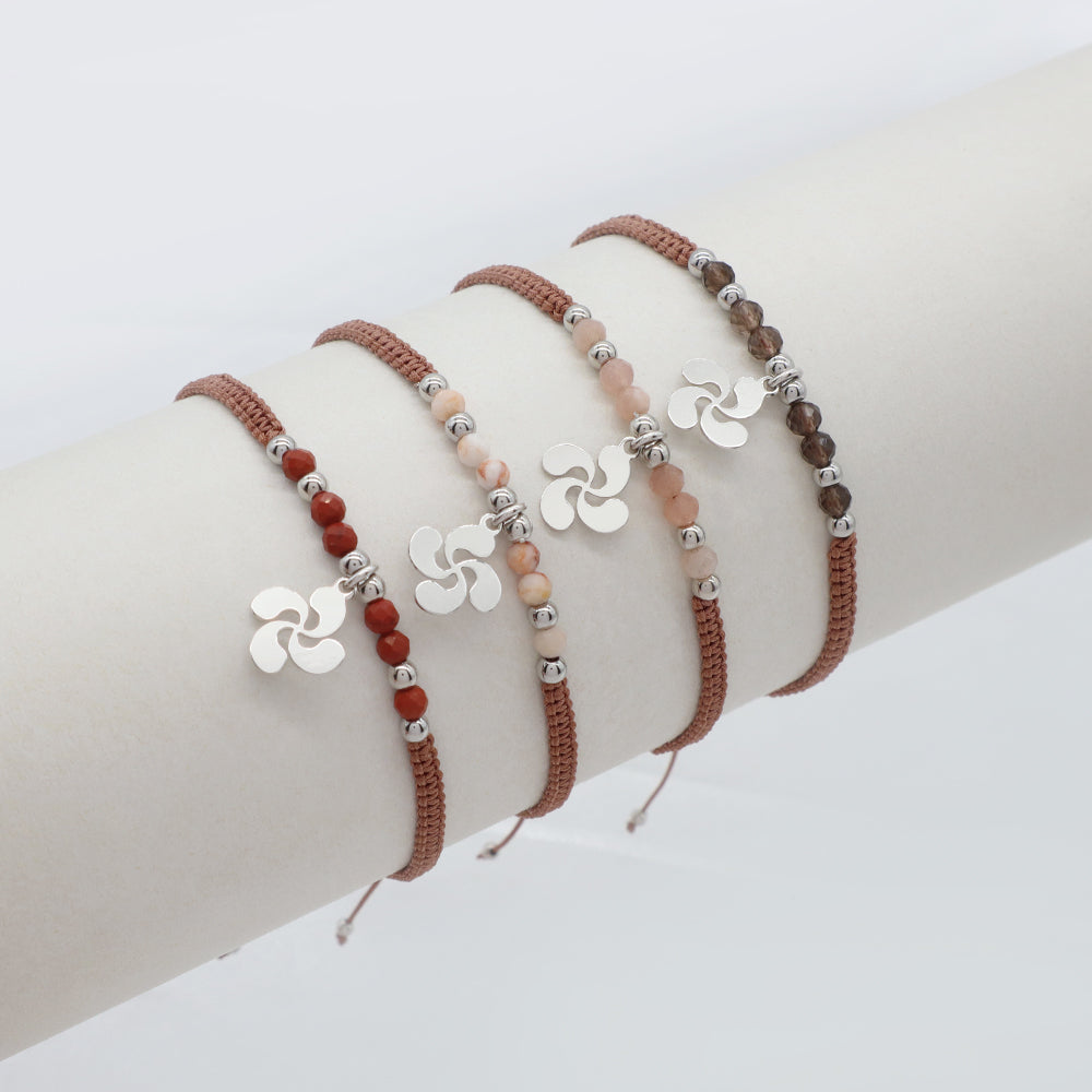 Handmade Customizable 925 Sterling Silver Pendant Bracelet With Natural Stone Rhodium Plated Bracelet