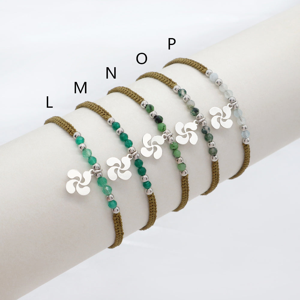 Handmade Customizable 925 Sterling Silver Pendant Bracelet With Natural Stone Rhodium Plated Bracelet