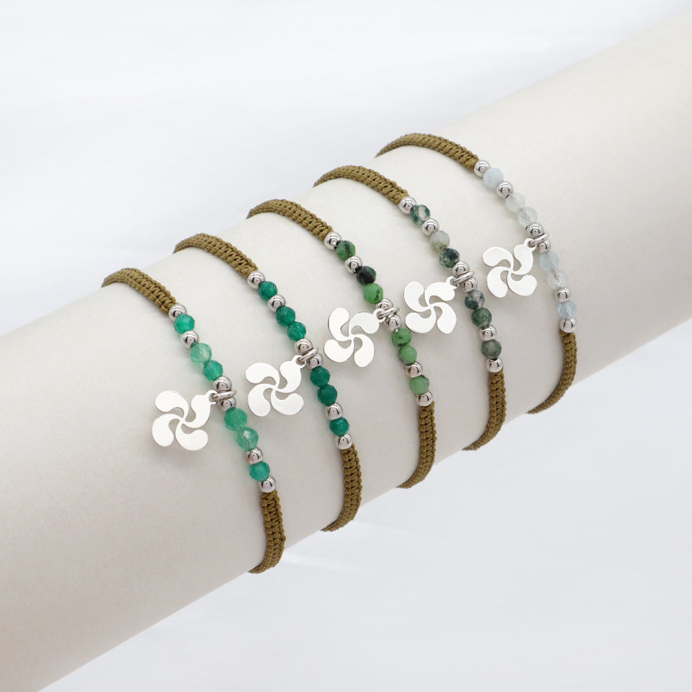 Handmade Customizable 925 Sterling Silver Pendant Bracelet With Natural Stone Rhodium Plated Bracelet