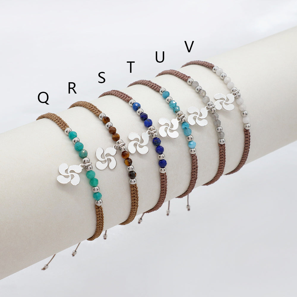 Handmade Customizable 925 Sterling Silver Pendant Bracelet With Natural Stone Rhodium Plated Bracelet