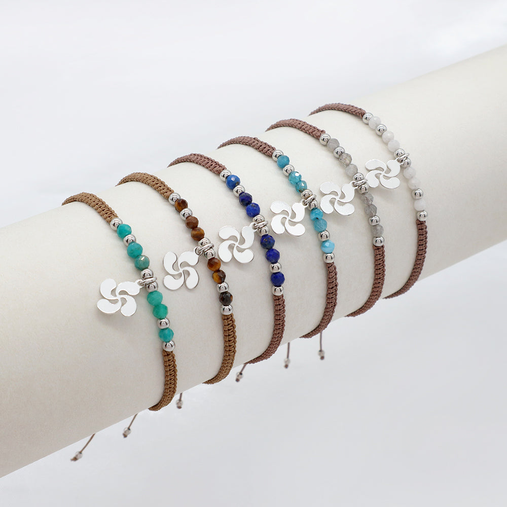 Handmade Customizable 925 Sterling Silver Pendant Bracelet With Natural Stone Rhodium Plated Bracelet