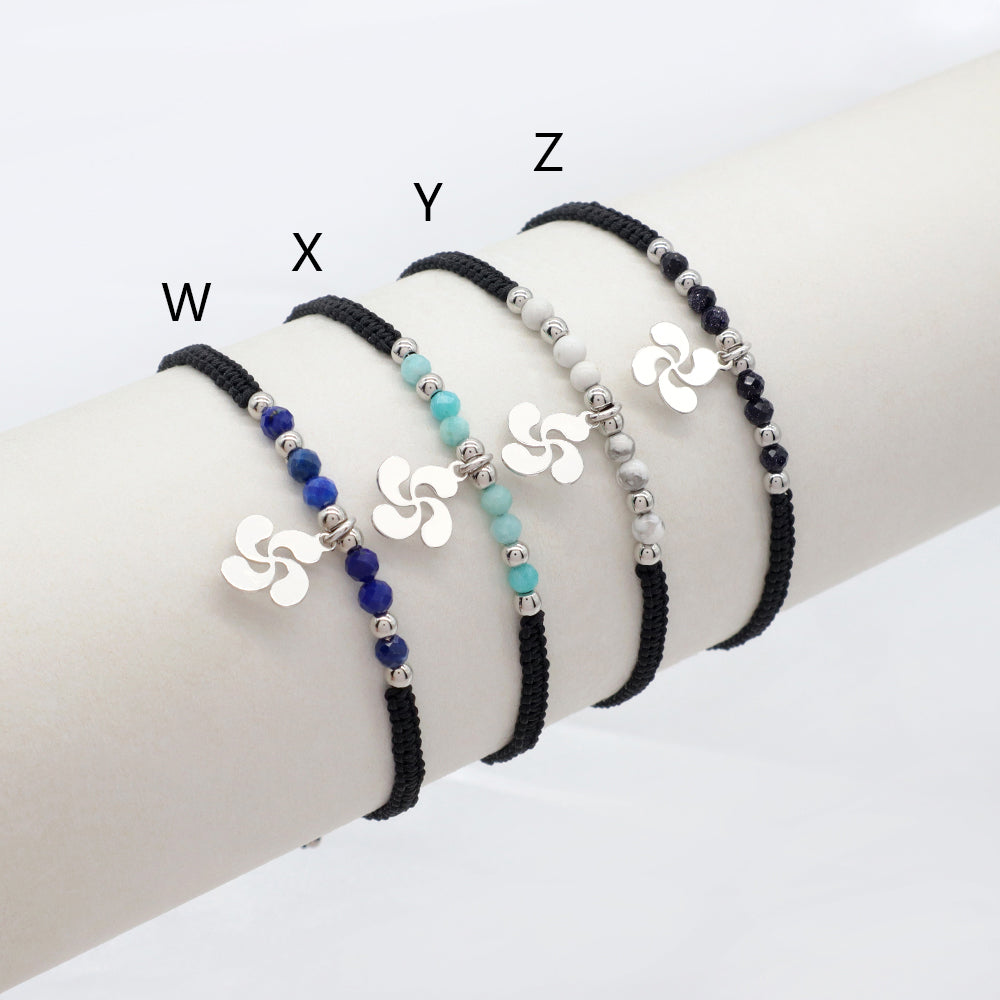 Handmade Customizable 925 Sterling Silver Pendant Bracelet With Natural Stone Rhodium Plated Bracelet