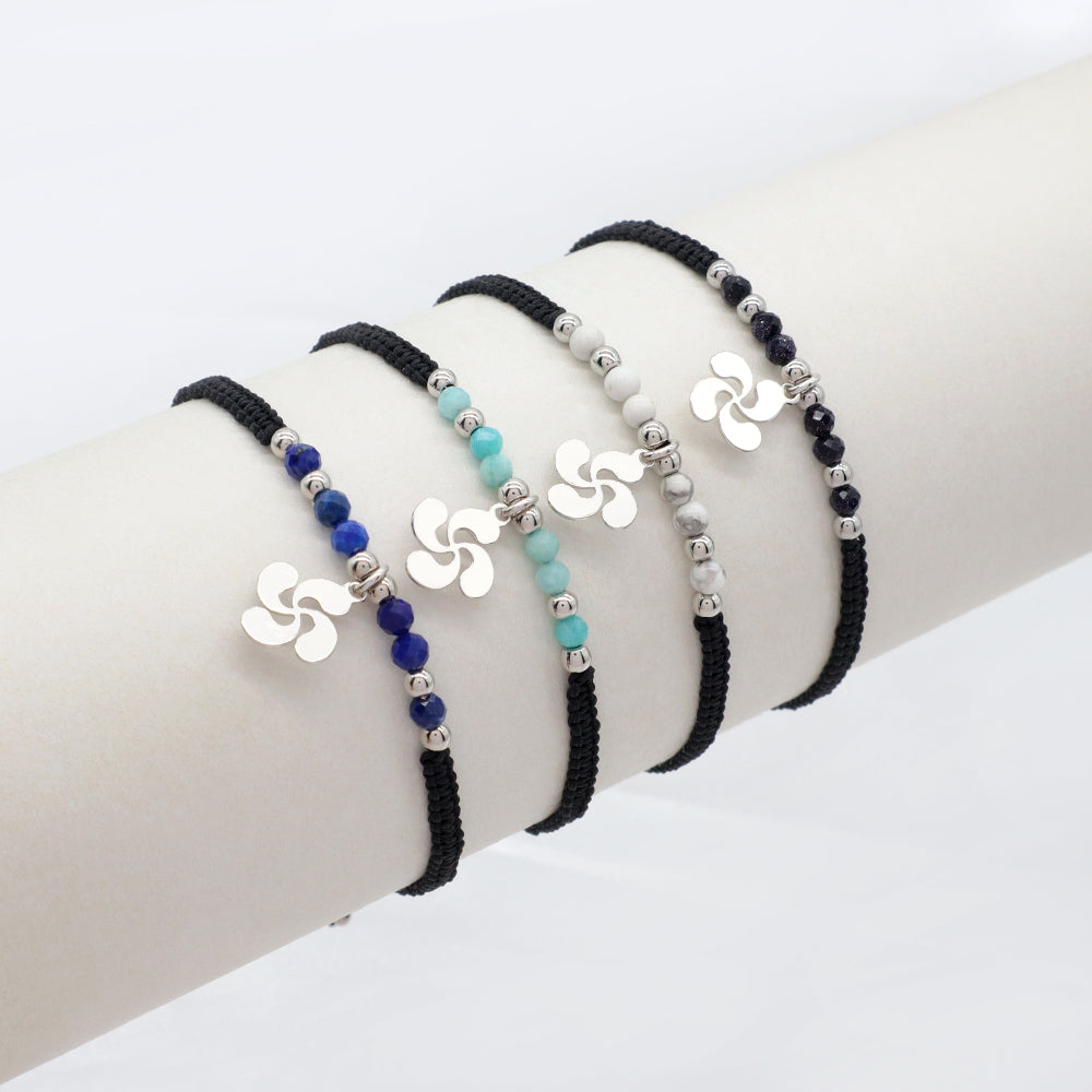 Handmade Customizable 925 Sterling Silver Pendant Bracelet With Natural Stone Rhodium Plated Bracelet