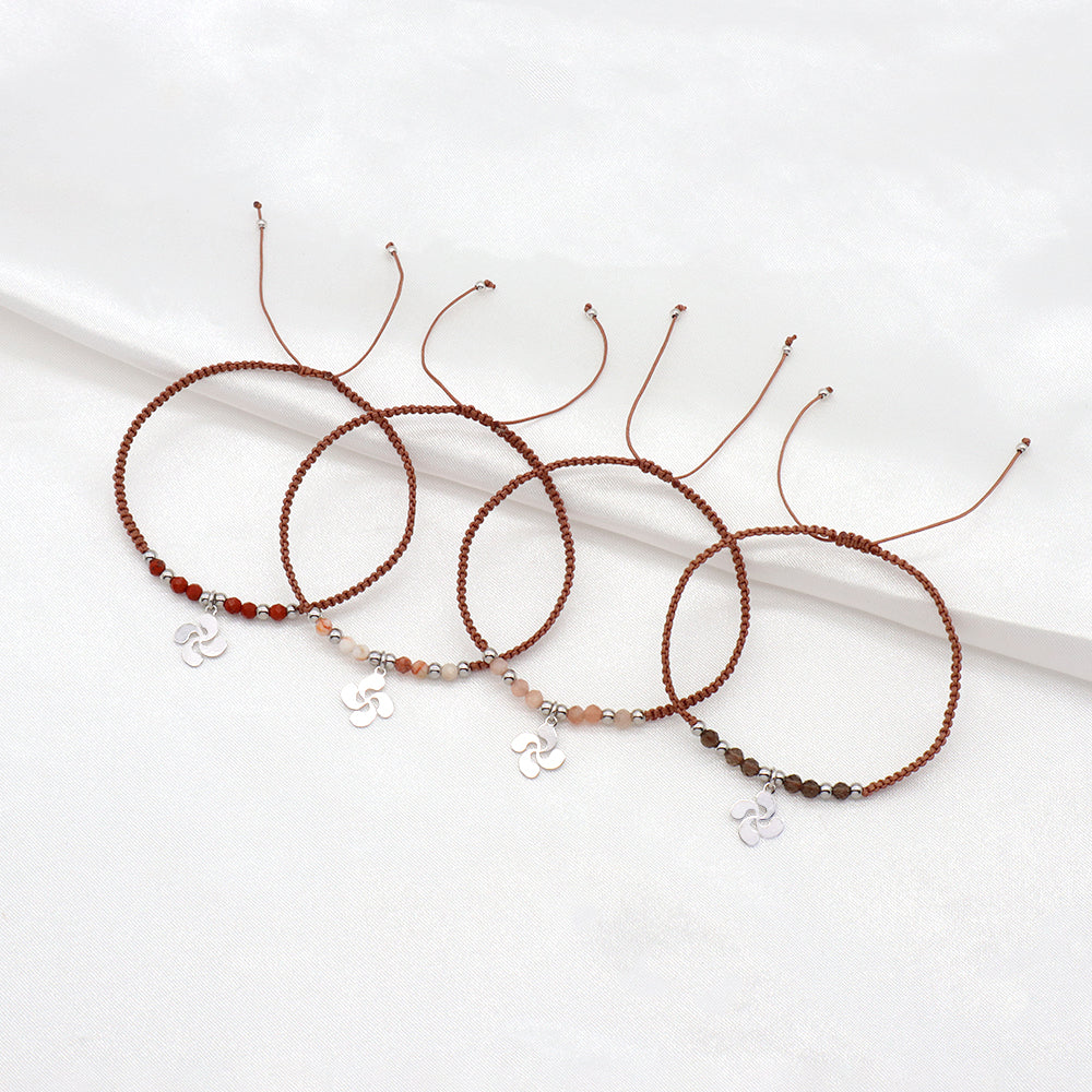 Handmade Customizable 925 Sterling Silver Pendant Bracelet With Natural Stone Rhodium Plated Bracelet