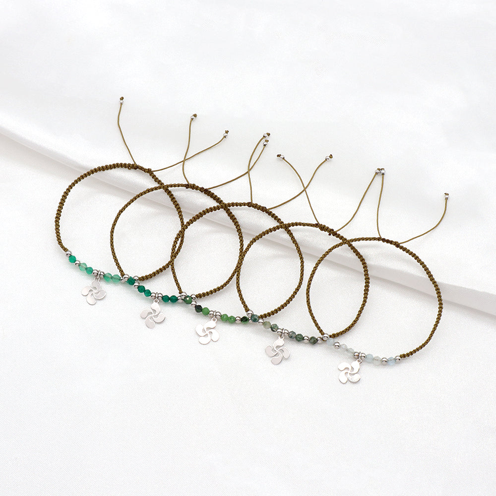 Handmade Customizable 925 Sterling Silver Pendant Bracelet With Natural Stone Rhodium Plated Bracelet