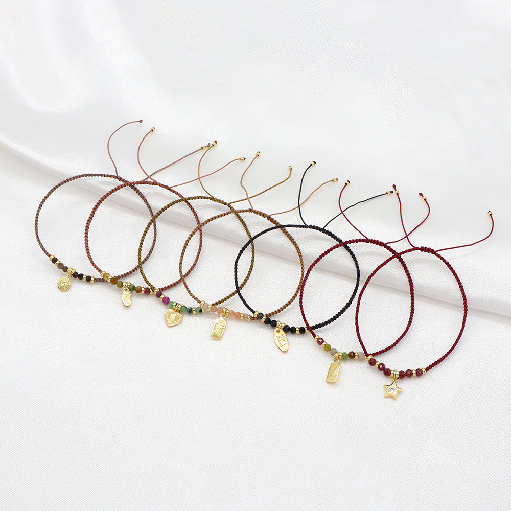 Handmade Customizable Brass Pendant Bracelet With Natural Stone Bracelet