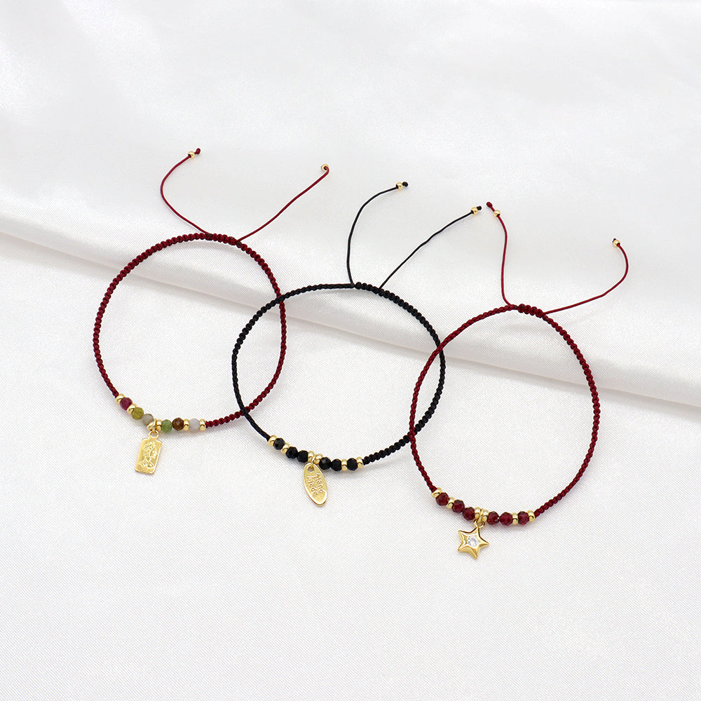 Handmade Customizable Brass Pendant Bracelet With Natural Stone Bracelet