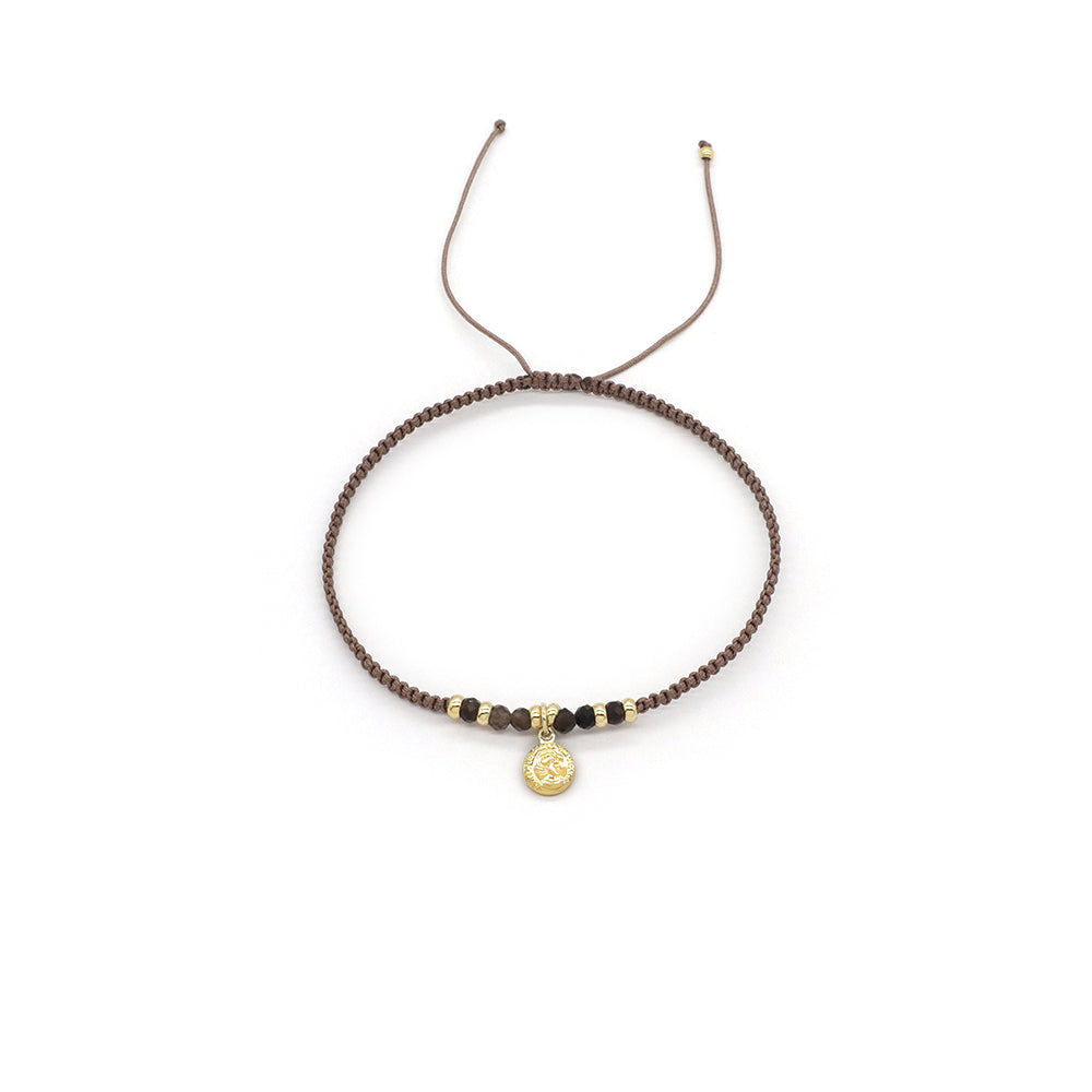 Handmade Customizable Brass Pendant Bracelet With Natural Stone Bracelet