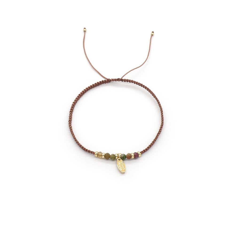 Handmade Customizable Brass Pendant Bracelet With Natural Stone Bracelet