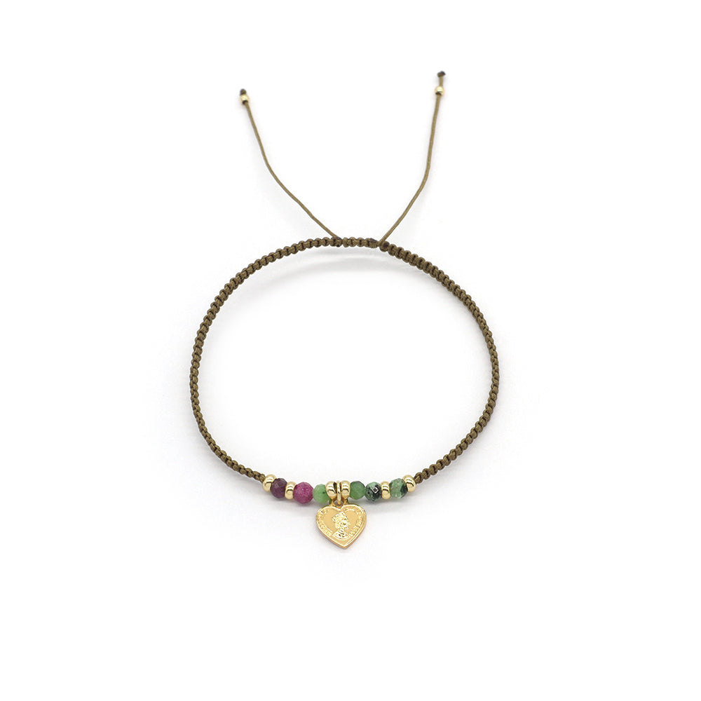 Handmade Customizable Brass Pendant Bracelet With Natural Stone Bracelet