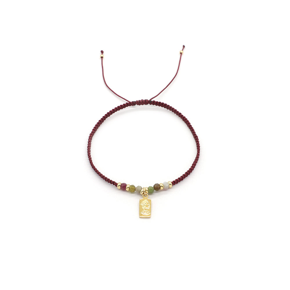 Handmade Customizable Brass Pendant Bracelet With Natural Stone Bracelet