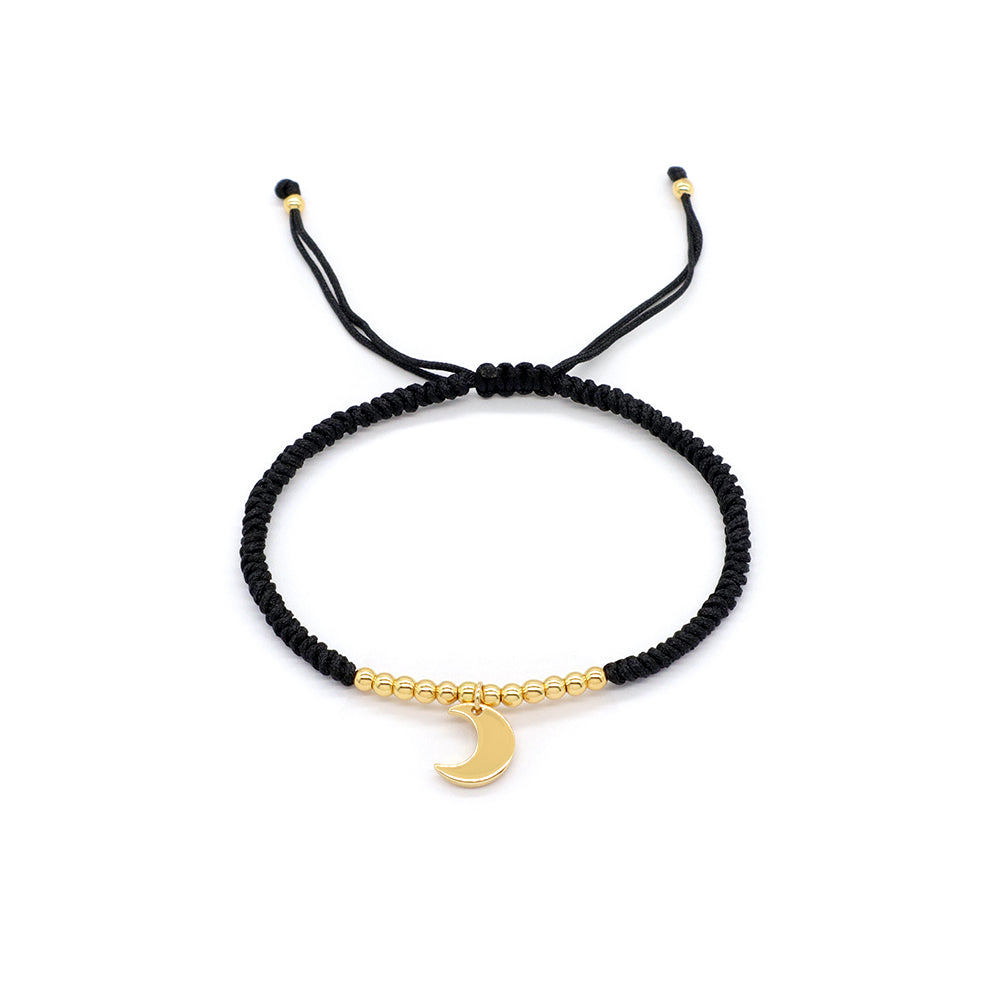 Handmade Customizable Brass Pendant Cotton Thread Gold Plated Bracelet
