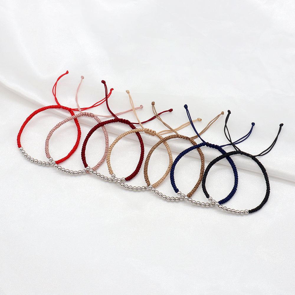 Handmade Customizable 925 Sterling Silver Cotton Thread Rhodium Plated Bracelet
