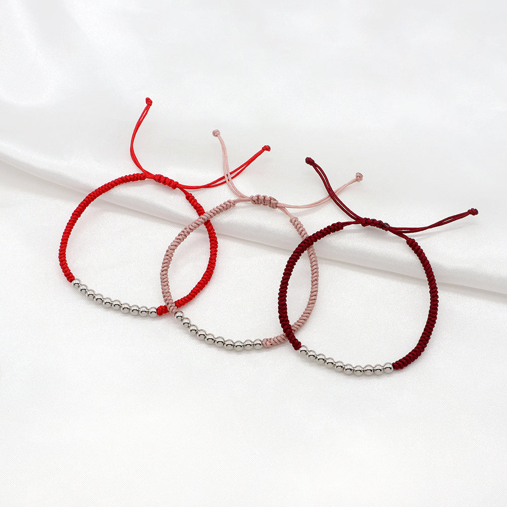 Handmade Customizable 925 Sterling Silver Cotton Thread Rhodium Plated Bracelet