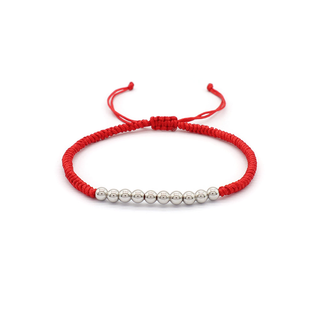 Handmade Customizable 925 Sterling Silver Cotton Thread Rhodium Plated Bracelet