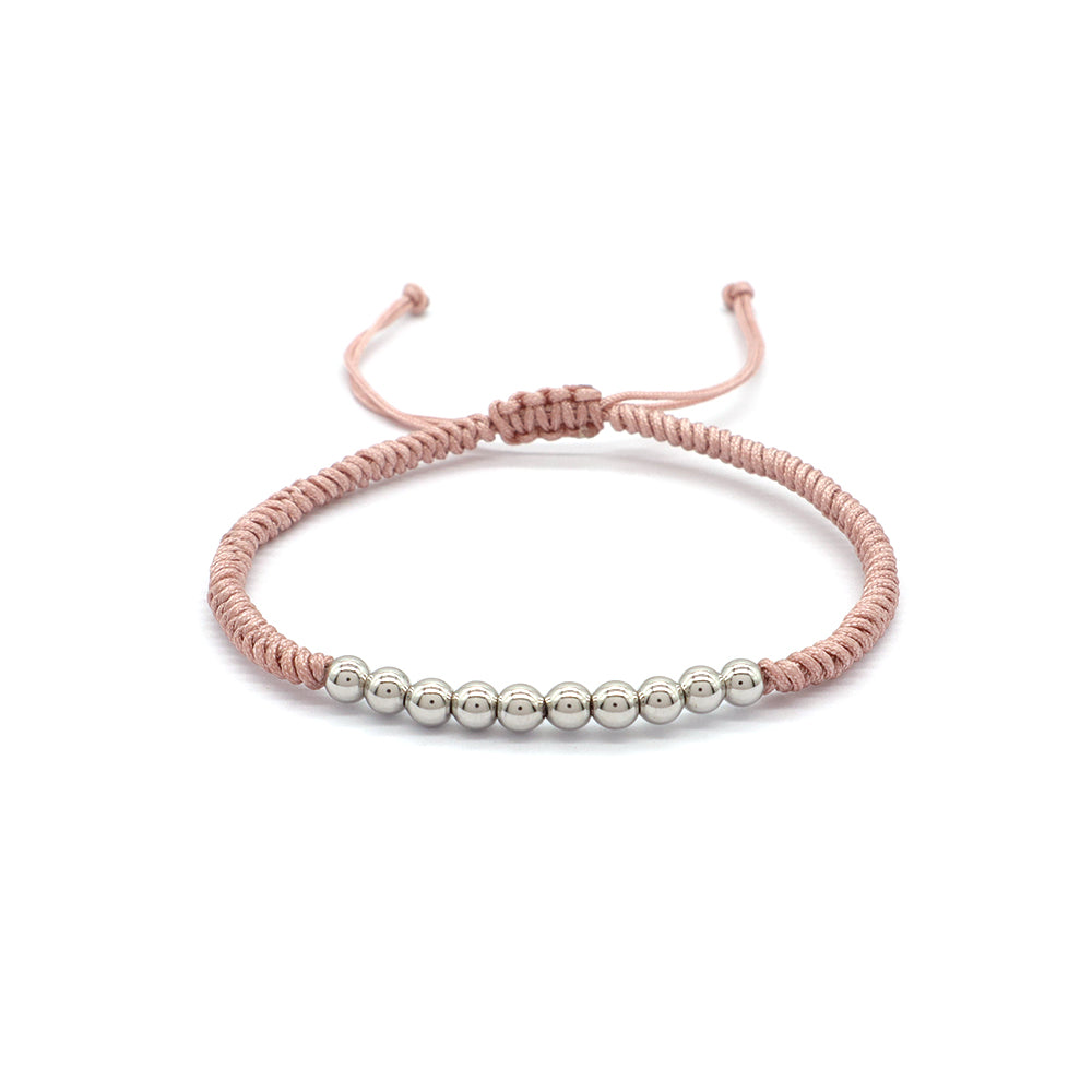 Handmade Customizable 925 Sterling Silver Cotton Thread Rhodium Plated Bracelet