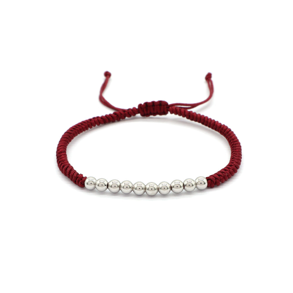 Handmade Customizable 925 Sterling Silver Cotton Thread Rhodium Plated Bracelet