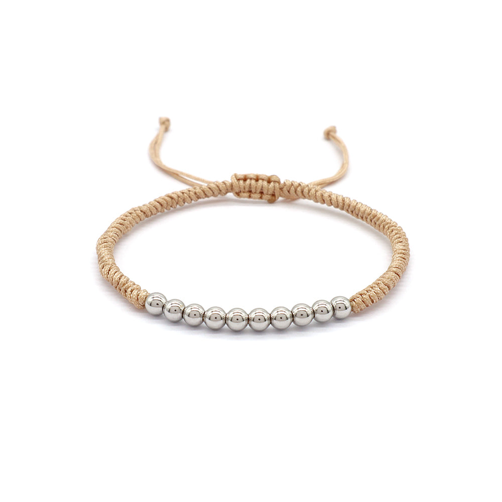 Handmade Customizable 925 Sterling Silver Cotton Thread Rhodium Plated Bracelet