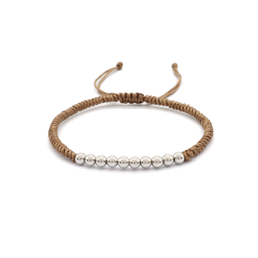 Handmade Customizable 925 Sterling Silver Cotton Thread Rhodium Plated Bracelet