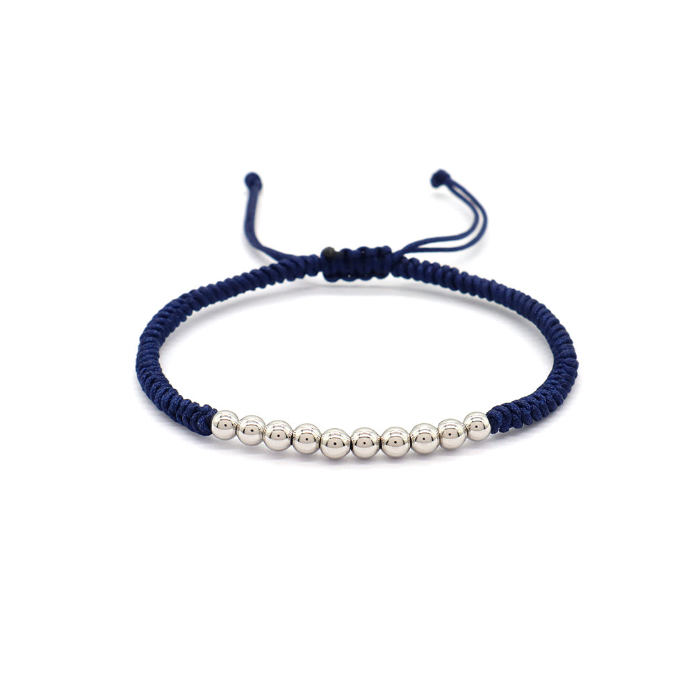 Handmade Customizable 925 Sterling Silver Cotton Thread Rhodium Plated Bracelet